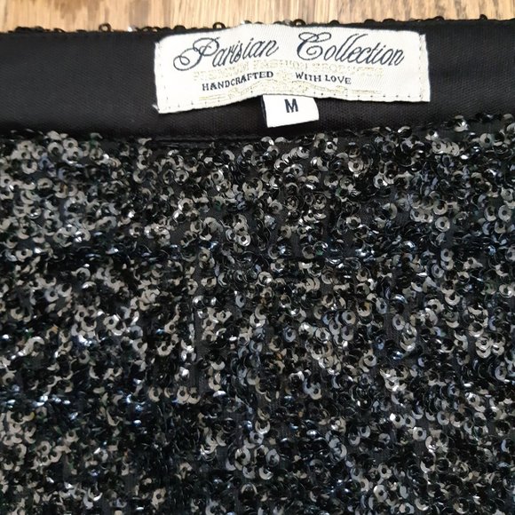black sequin high waist shorts - Picture 3 of 3